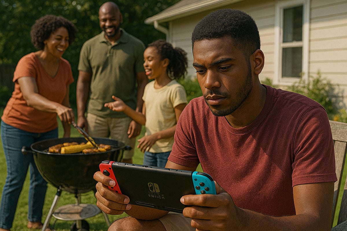 family bbq with device