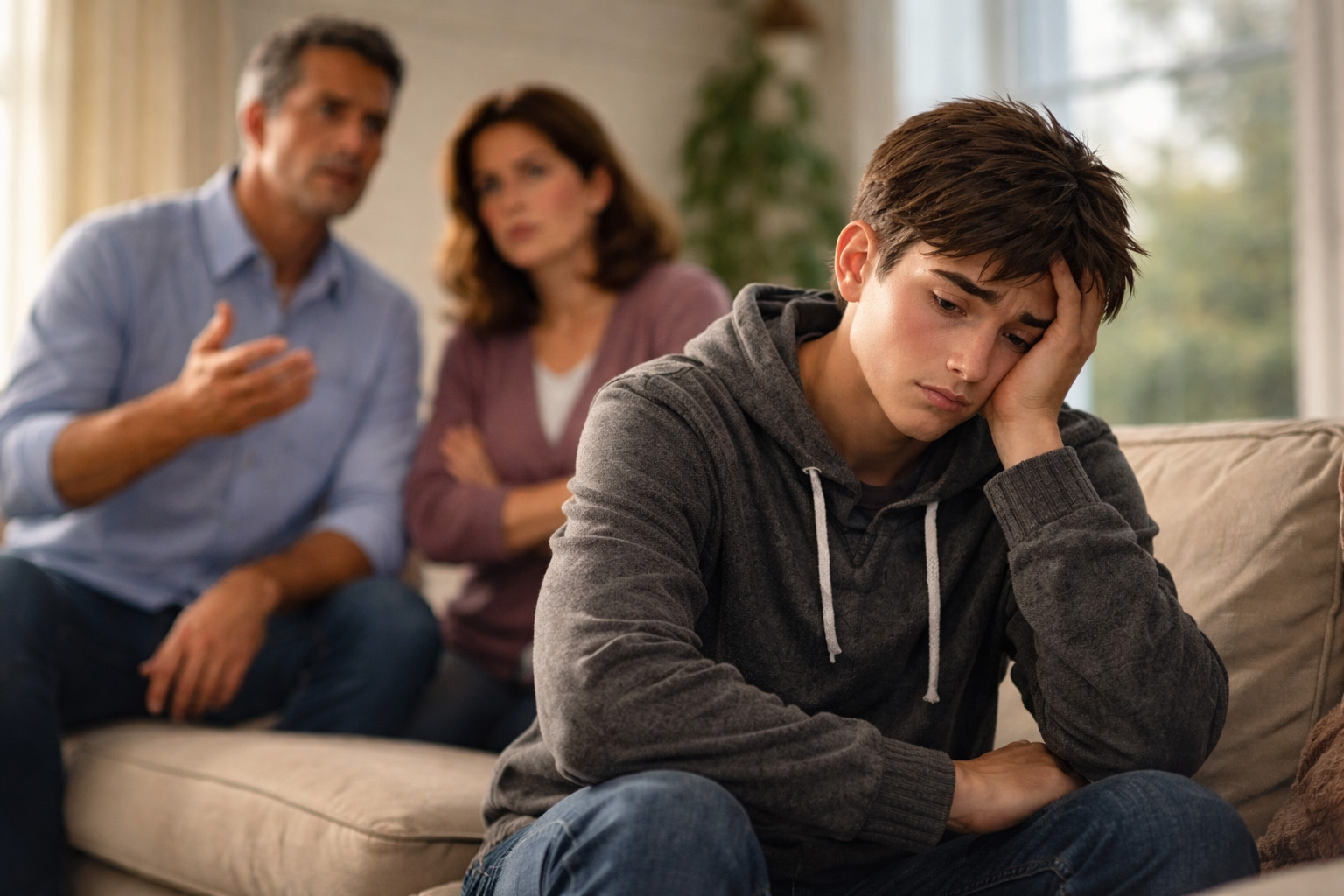 You man arguing with parents